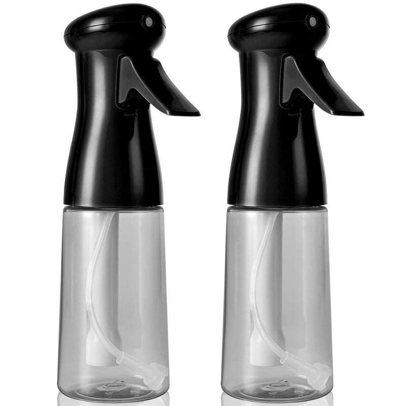 Airbee Spray Bottle For Hair, Continuous Mister Sprayer, Ultra Fine Mist Empty Spraying Water Bottles for Hairstyling, Barbers, Salons, Essential Oil Scents, Cleaning, Plants - Black&Black - Image 1